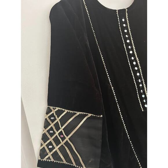 NWT Beejays Pret Pakistani Tunic Dress Women's Black Velvet Embellished - Picture 5 of 9